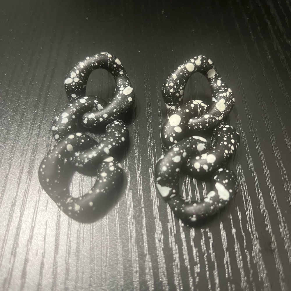 Sassy Jones Black and White Chain Earrings